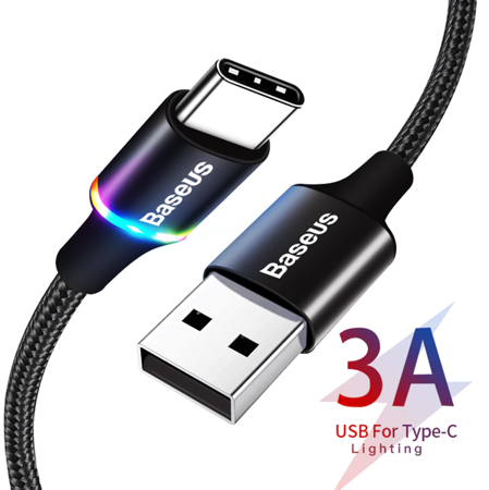 Baseus Halo Data | Podświetlany kabel USB USB-C Type-C Quick Charge 3.0 100cm 3A EOL