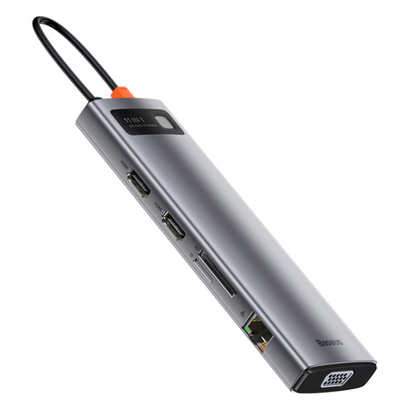 Baseus Metal Gleam 11w1 | Adapter HUB 11w1 USB-C do 2x HDMI, VGA, RJ45, Audio, 3x USB3.0, SD/TF, 100W